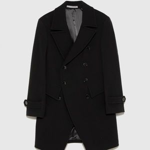 Wool coat with a lapel collar